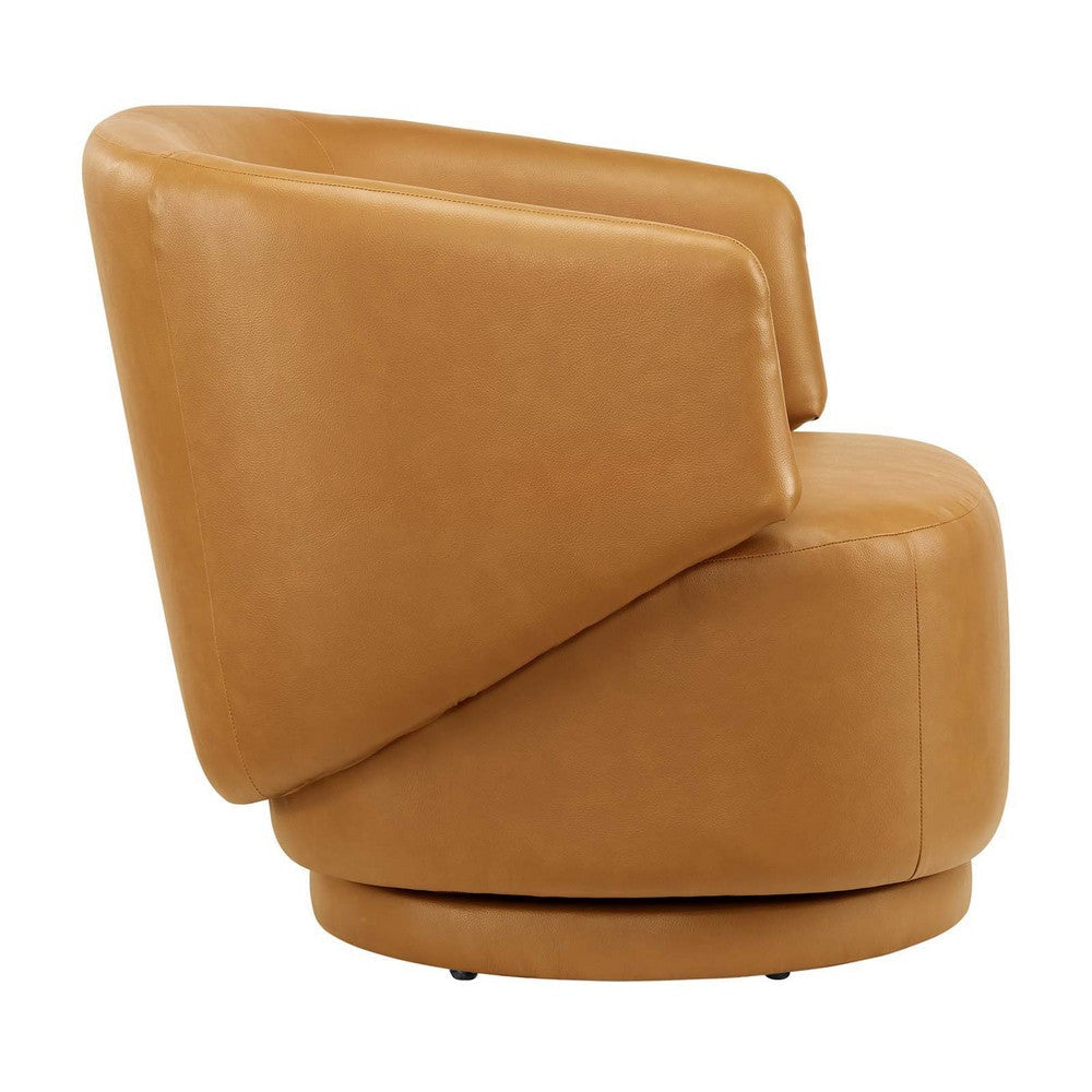 Celestia Vegan Leather Fabric and Wood Swivel Chair - No Shipping Charges MDY-EEI-6358-TAN