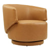 Modway Celestia Vegan Leather Upholstered Accent Swivel Chair in Tan