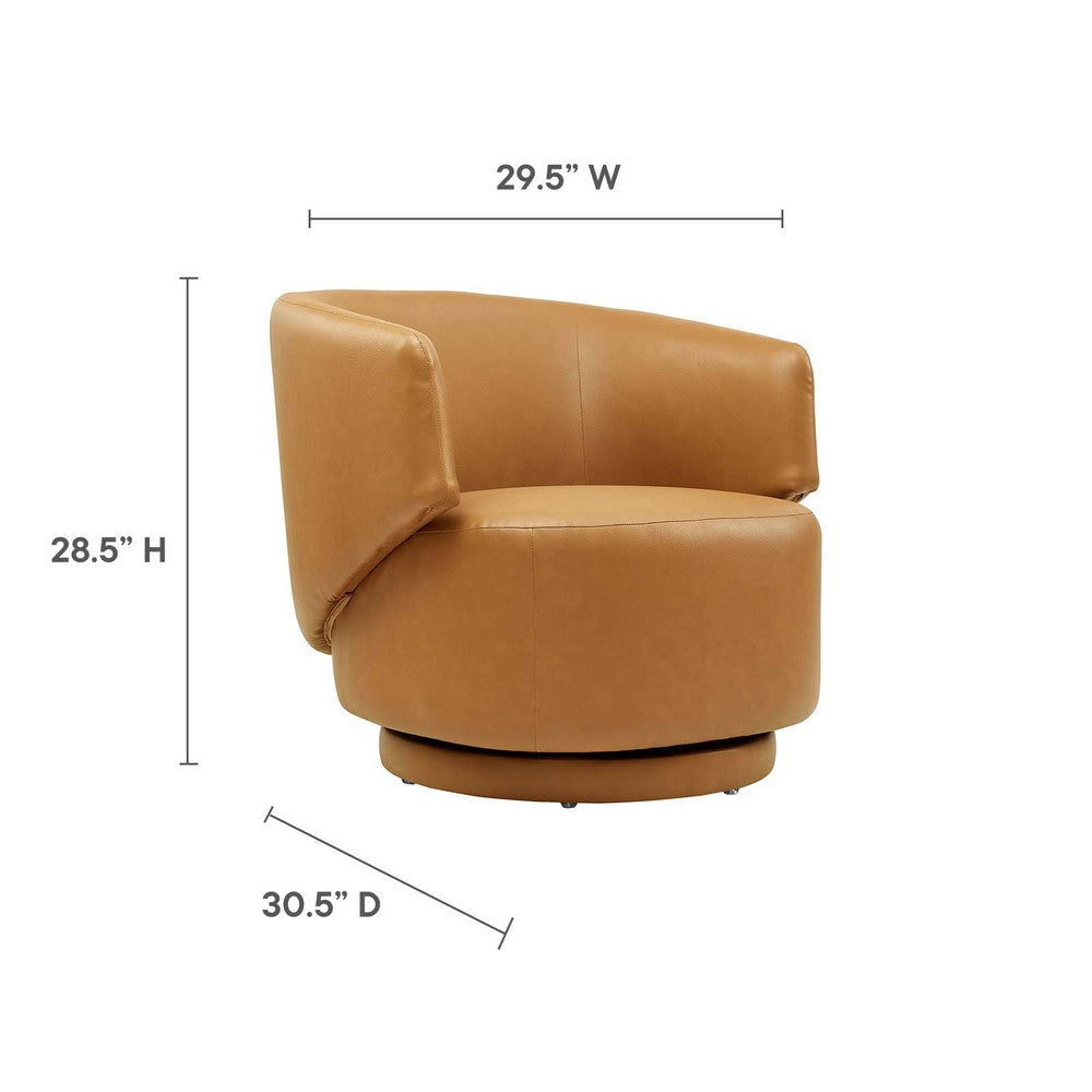 Celestia Vegan Leather Fabric and Wood Swivel Chair - No Shipping Charges MDY-EEI-6358-TAN