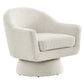 Modway Astral Boucle Fabric Upholstered Accent Swivel Chair in Ivory