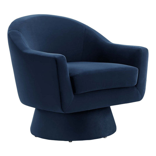 Modway Astral Performance Velvet Accent Swivel Chair in Midnight Blue