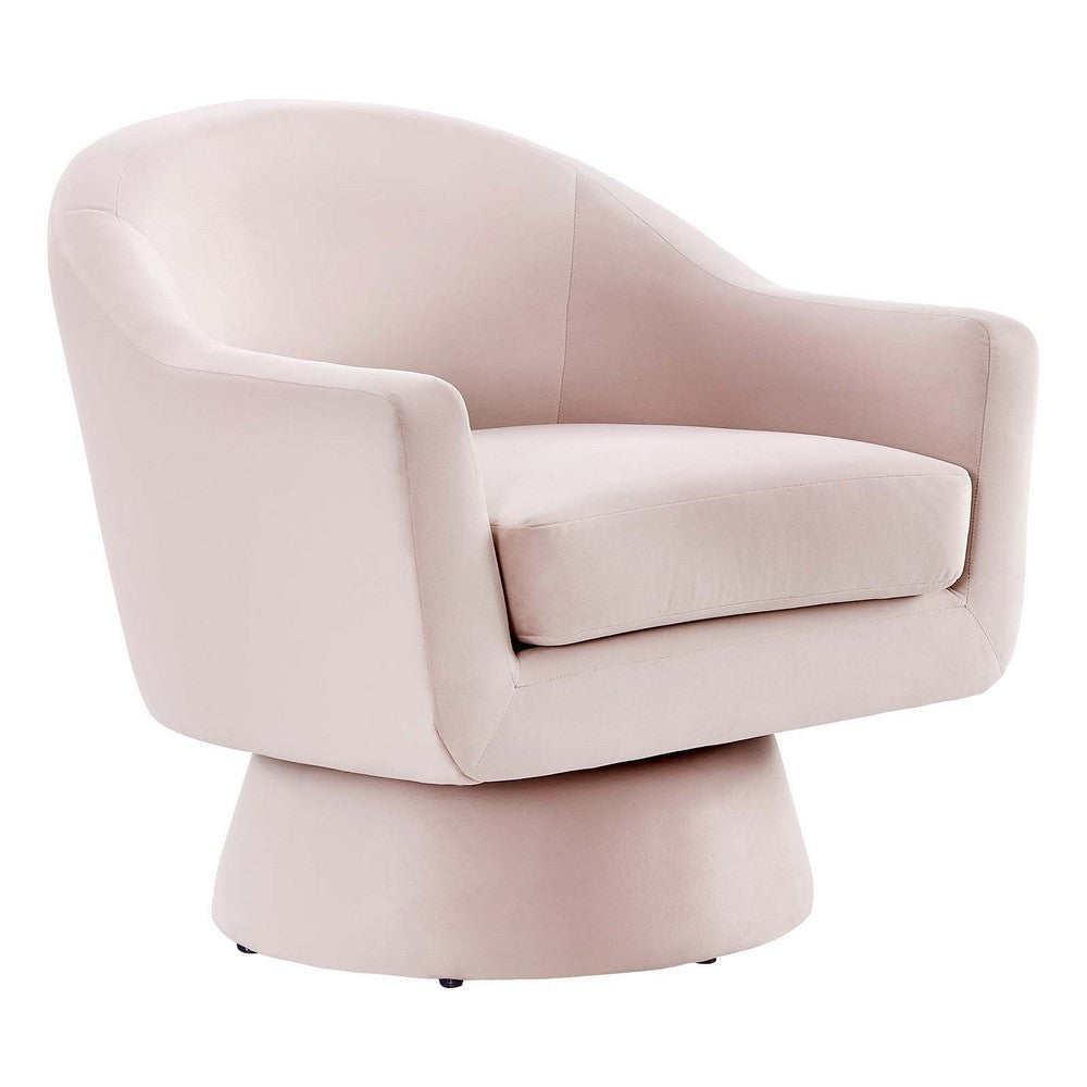 Modway Astral Performance Velvet Accent Swivel Chair in Pink