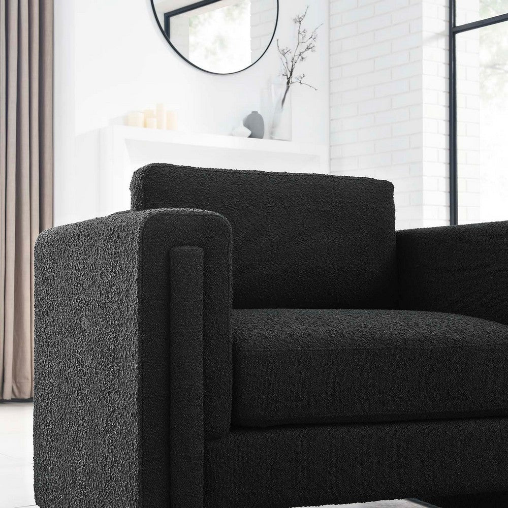 Visible Boucle Fabric Armchair - No Shipping Charges MDY-EEI-6374-BLK