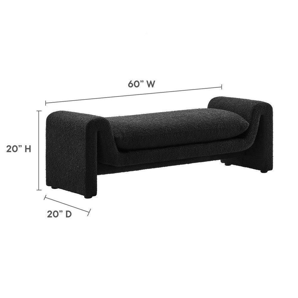 Waverly Boucle Fabric Bench - No Shipping Charges MDY-EEI-6379-BLK