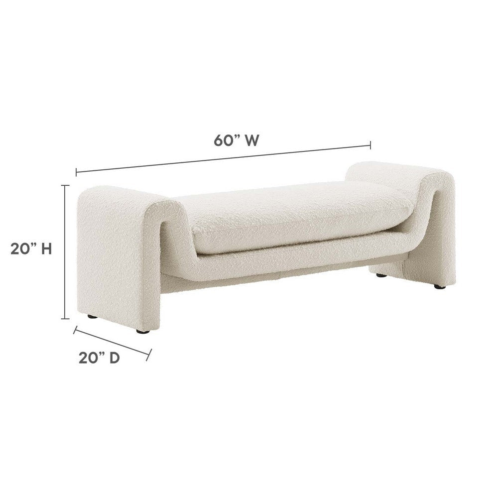 Modway EEI-6379-IVO Waverly Boucle Fabric Bench Ivory MDY-EEI-6379-IVO