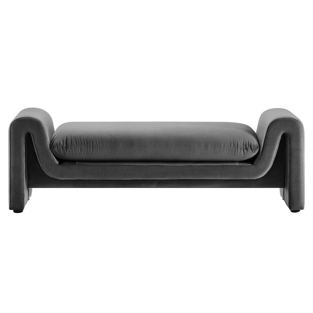 Modway EEI-6380-GRY Waverly Performance Velvet Bench Gray MDY-EEI-6380-GRY