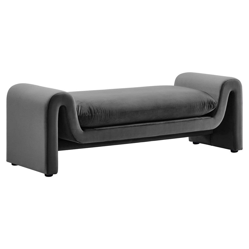 Modway EEI-6380-GRY Waverly Performance Velvet Bench, Gray