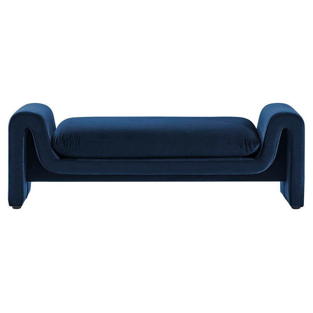 Modway EEI-6380-MID Waverly Performance Velvet Bench Midnight Blue MDY-EEI-6380-MID