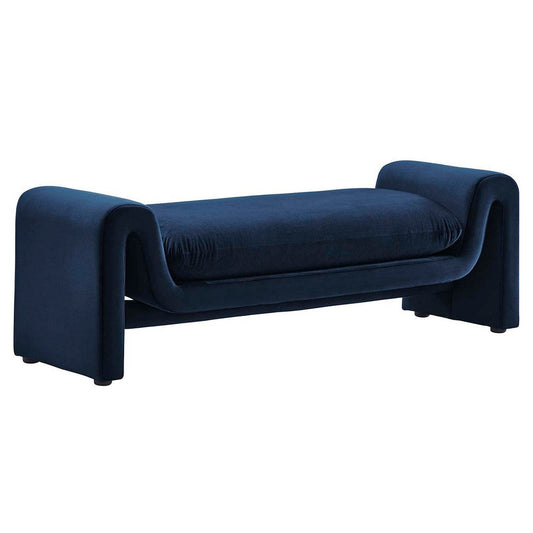 Modway EEI-6380-MID Waverly Performance Velvet Bench, Midnight Blue