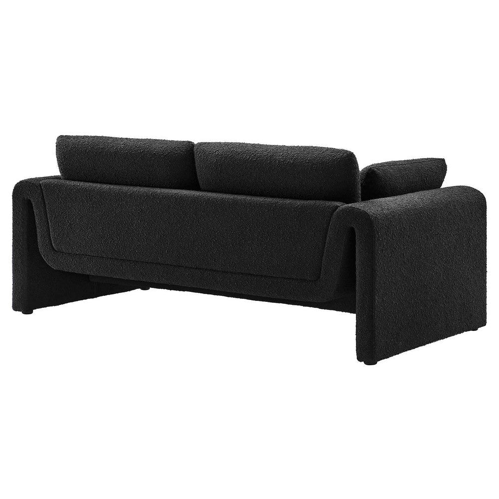 Modway Waverly Boucle Fabric Sofa in Black-Unique Wavy Design MDY-EEI-6381-BLK