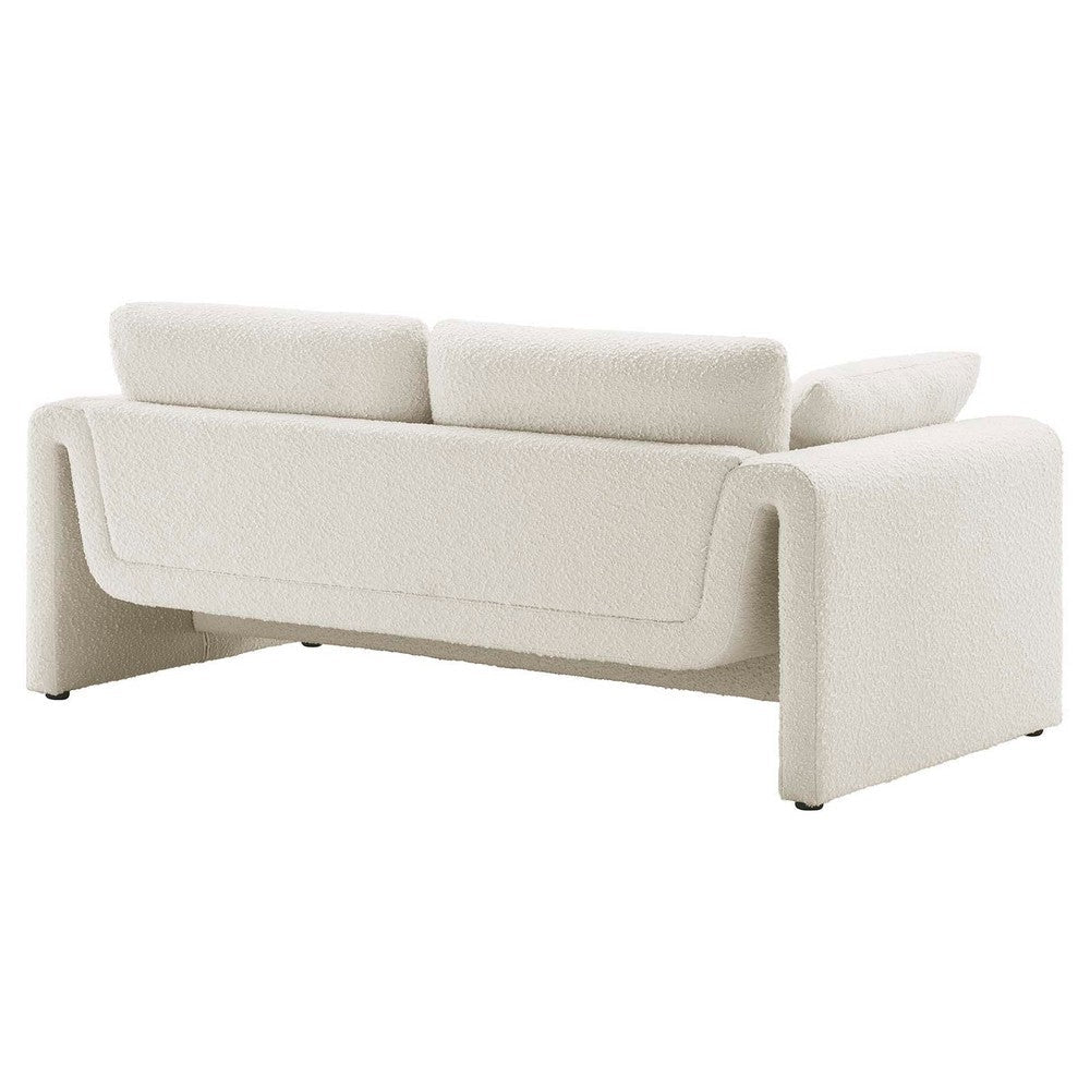 Modway Waverly Boucle Fabric Sofa in Ivory-Unique Wavy Design MDY-EEI-6381-IVO