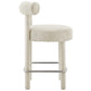 Modway EEI-6383-IVO-SLV Toulouse Boucle Fabric Counter Stool Ivory Silver MDY-EEI-6383-IVO-SLV