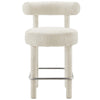 Modway EEI-6383-IVO-SLV Toulouse Boucle Fabric Counter Stool Ivory Silver MDY-EEI-6383-IVO-SLV