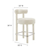 Modway EEI-6383-IVO-SLV Toulouse Boucle Fabric Counter Stool Ivory Silver MDY-EEI-6383-IVO-SLV