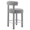 Modway EEI-6383-LGR-SLV Toulouse Boucle Fabric Counter Stool Light Gray Silver MDY-EEI-6383-LGR-SLV