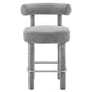 Modway EEI-6383-LGR-SLV Toulouse Boucle Fabric Counter Stool Light Gray Silver MDY-EEI-6383-LGR-SLV