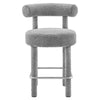 Modway EEI-6383-LGR-SLV Toulouse Boucle Fabric Counter Stool Light Gray Silver MDY-EEI-6383-LGR-SLV