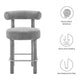 Modway EEI-6383-LGR-SLV Toulouse Boucle Fabric Counter Stool Light Gray Silver MDY-EEI-6383-LGR-SLV