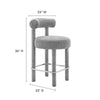 Modway EEI-6383-LGR-SLV Toulouse Boucle Fabric Counter Stool Light Gray Silver MDY-EEI-6383-LGR-SLV