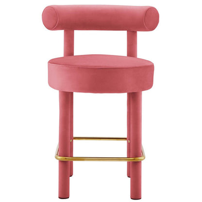 Modway EEI-6384-BLO-GLD Toulouse Performance Velvet Counter Stool, Blossom Gold