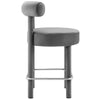 Modway EEI-6384-GRY-SLV Toulouse Performance Velvet Counter Stool Gray Silver MDY-EEI-6384-GRY-SLV