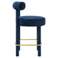 Modway EEI-6384-MID-GLD Toulouse Performance Velvet Counter Stool Midnight Blue Gold MDY-EEI-6384-MID-GLD