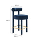 Modway EEI-6384-MID-GLD Toulouse Performance Velvet Counter Stool Midnight Blue Gold MDY-EEI-6384-MID-GLD