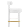 Modway EEI-6384-WHI-GLD Toulouse Performance Velvet Counter Stool White Gold MDY-EEI-6384-WHI-GLD