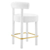 Modway EEI-6384-WHI-GLD Toulouse Performance Velvet Counter Stool White Gold MDY-EEI-6384-WHI-GLD