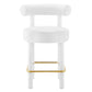 Modway EEI-6384-WHI-GLD Toulouse Performance Velvet Counter Stool White Gold MDY-EEI-6384-WHI-GLD