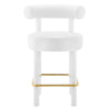 Modway EEI-6384-WHI-GLD Toulouse Performance Velvet Counter Stool White Gold MDY-EEI-6384-WHI-GLD