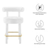 Modway EEI-6384-WHI-GLD Toulouse Performance Velvet Counter Stool White Gold MDY-EEI-6384-WHI-GLD