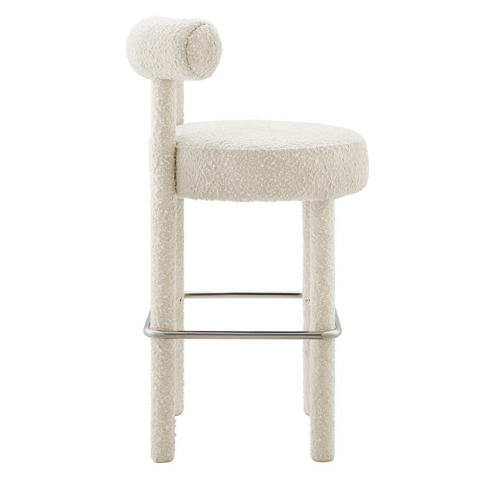 Toulouse Boucle Fabric Bar Stool MDY-EEI-6385-IVO-SLV