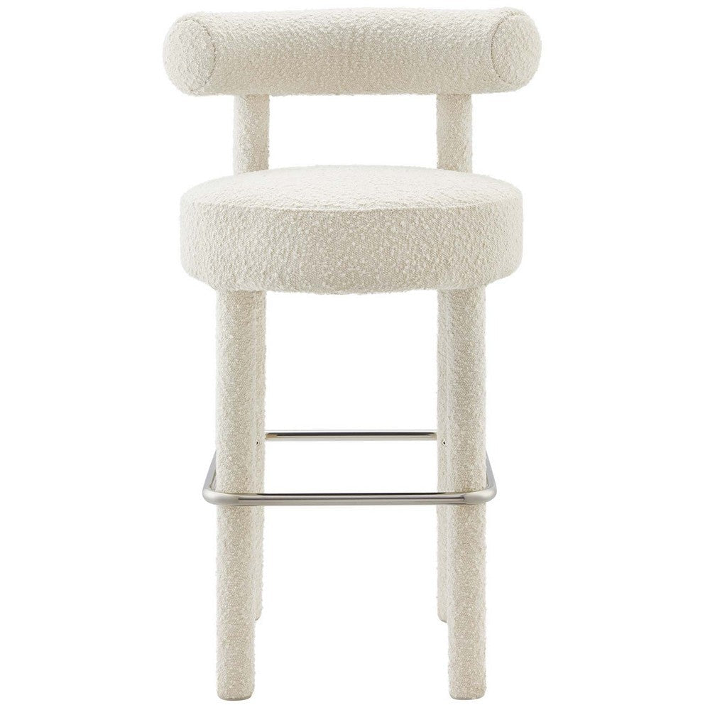 Toulouse Boucle Fabric Bar Stool MDY-EEI-6385-IVO-SLV