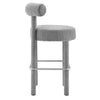 Modway EEI-6385-LGR-SLV Toulouse Boucle Fabric Bar Stool Light Gray Silver MDY-EEI-6385-LGR-SLV