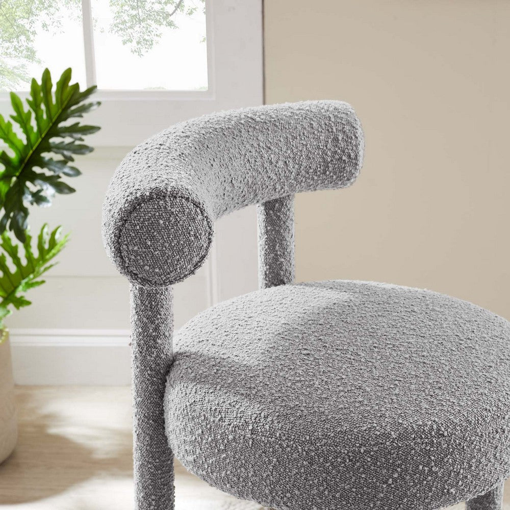 Modway EEI-6385-LGR-SLV Toulouse Boucle Fabric Bar Stool Light Gray Silver MDY-EEI-6385-LGR-SLV