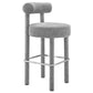 Modway EEI-6385-LGR-SLV Toulouse Boucle Fabric Bar Stool, Light Gray Silver