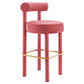 Modway EEI-6386-BLO-GLD Toulouse Performance Velvet Bar Stool, Blossom Gold