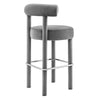 Modway EEI-6386-GRY-SLV Toulouse Performance Velvet Bar Stool Gray Silver MDY-EEI-6386-GRY-SLV