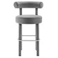 Modway EEI-6386-GRY-SLV Toulouse Performance Velvet Bar Stool Gray Silver MDY-EEI-6386-GRY-SLV