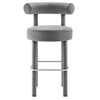 Modway EEI-6386-GRY-SLV Toulouse Performance Velvet Bar Stool Gray Silver MDY-EEI-6386-GRY-SLV