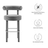 Modway EEI-6386-GRY-SLV Toulouse Performance Velvet Bar Stool Gray Silver MDY-EEI-6386-GRY-SLV