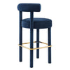 Modway EEI-6386-MID-GLD Toulouse Performance Velvet Bar Stool Midnight Blue Gold MDY-EEI-6386-MID-GLD