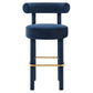 Modway EEI-6386-MID-GLD Toulouse Performance Velvet Bar Stool Midnight Blue Gold MDY-EEI-6386-MID-GLD