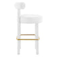 Modway EEI-6386-WHI-GLD Toulouse Performance Velvet Bar Stool White Gold MDY-EEI-6386-WHI-GLD