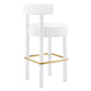 Modway EEI-6386-WHI-GLD Toulouse Performance Velvet Bar Stool White Gold MDY-EEI-6386-WHI-GLD