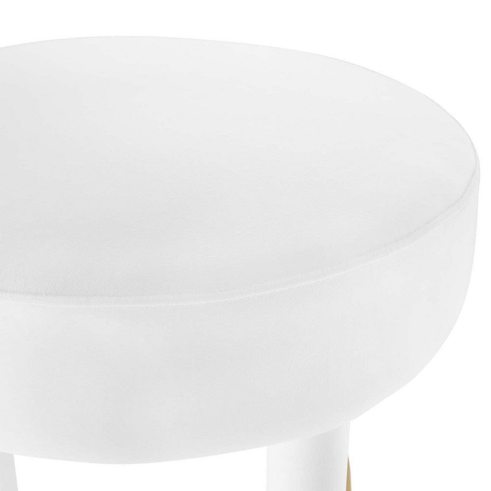 Modway EEI-6386-WHI-GLD Toulouse Performance Velvet Bar Stool White Gold MDY-EEI-6386-WHI-GLD