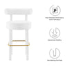 Modway EEI-6386-WHI-GLD Toulouse Performance Velvet Bar Stool White Gold MDY-EEI-6386-WHI-GLD