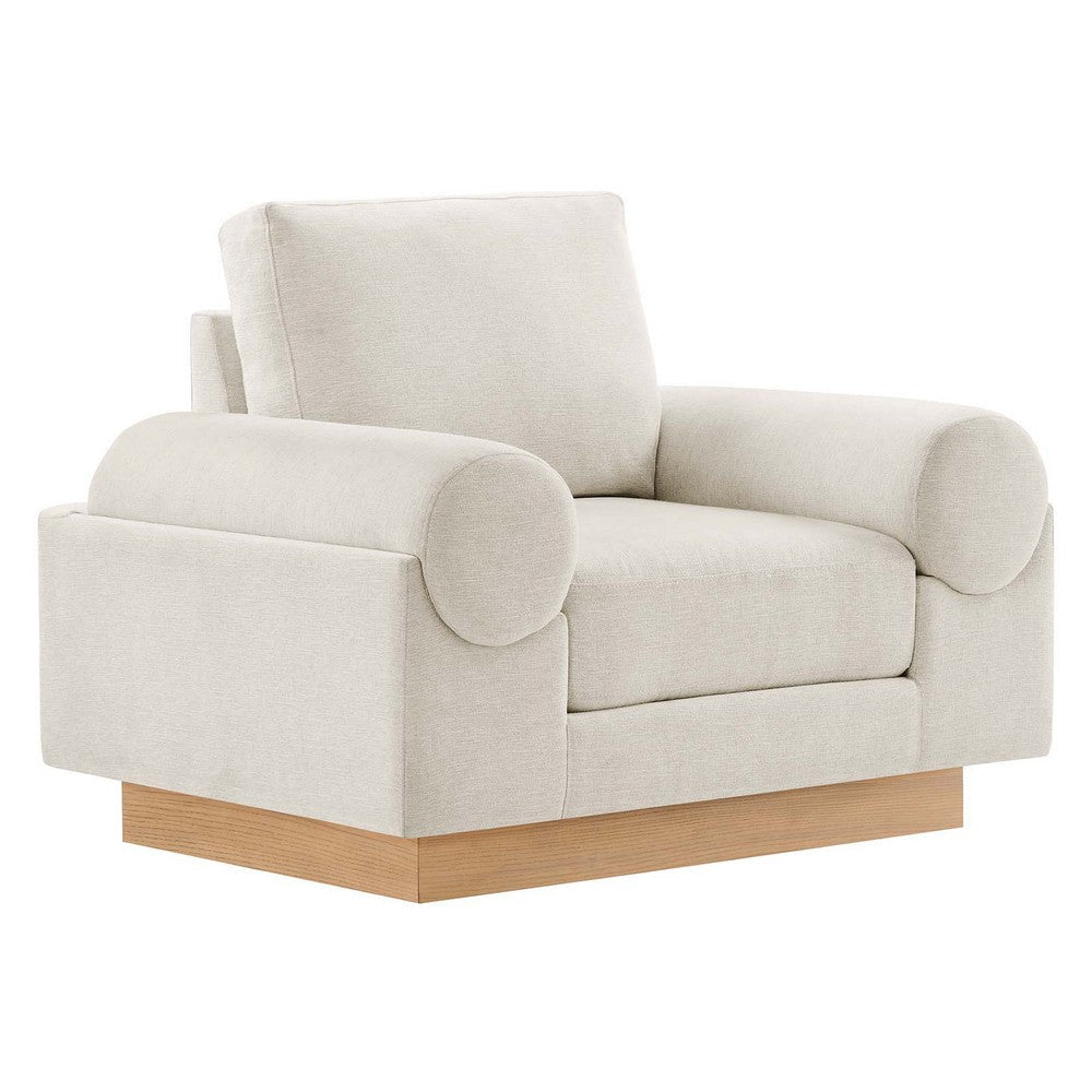 Modway Oasis Upholstered Fabric Armchair, Ivory