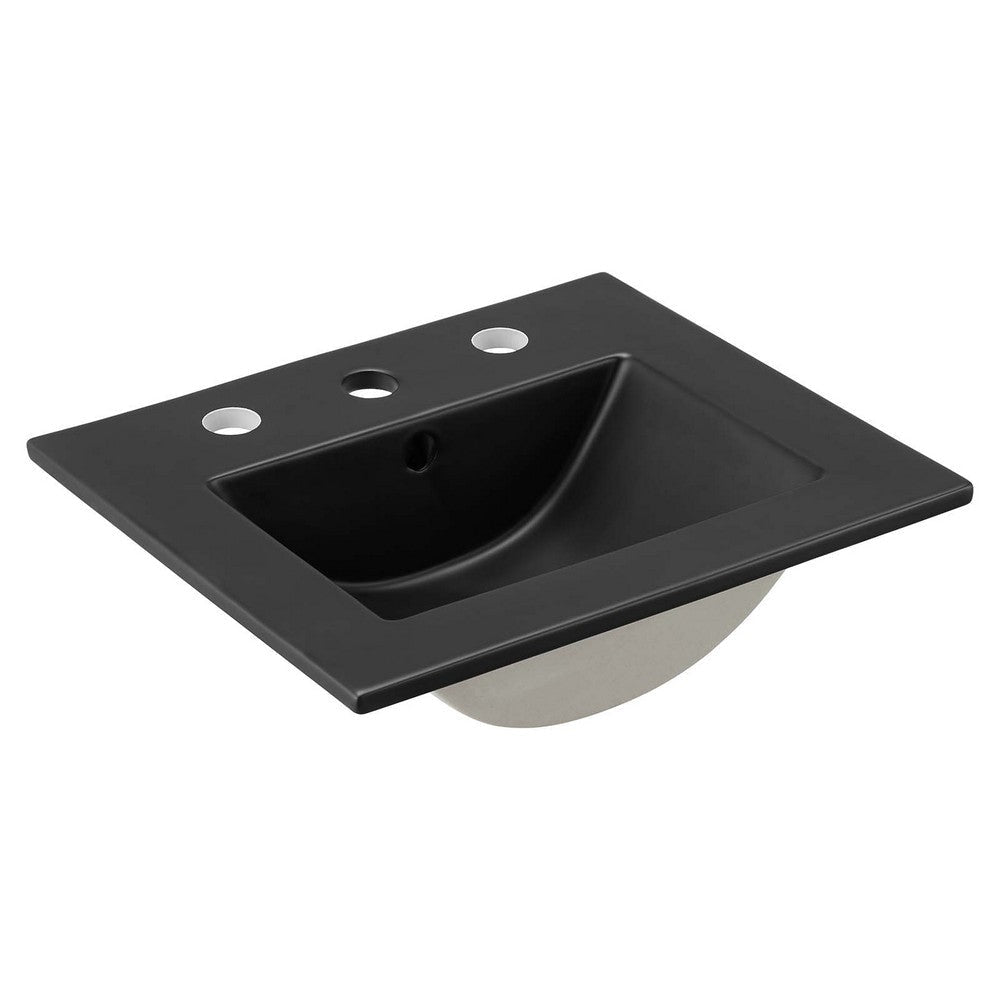 Modway Steamforge 18’’ Industrial Modern Bathroom Vanity Black with Ceramic Sink Basin 17.5 MDY-EEI-6412-BLK-BLK